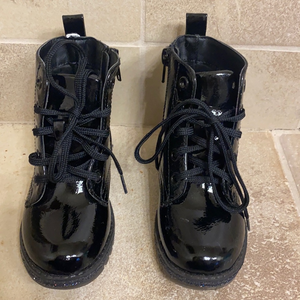 Toddler black combat boots.